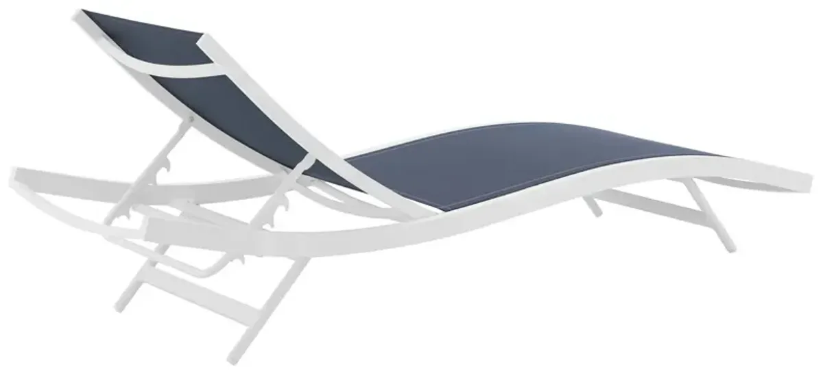 Glimpse Outdoor Patio Mesh Chaise Lounge Chair - White Navy