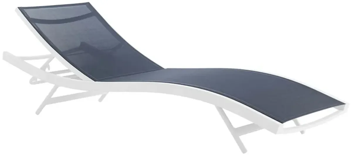 Glimpse Outdoor Patio Mesh Chaise Lounge Chair - White Navy