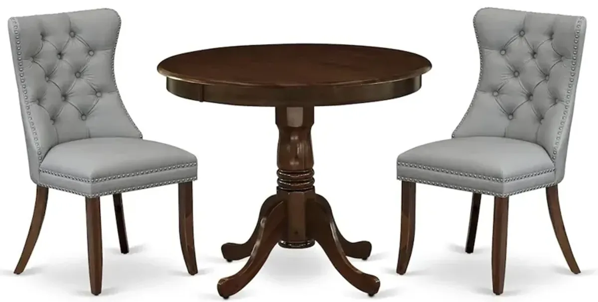 3 Piece Dining Room Table Set Consists of a Round Kitchen Table with Pedestal