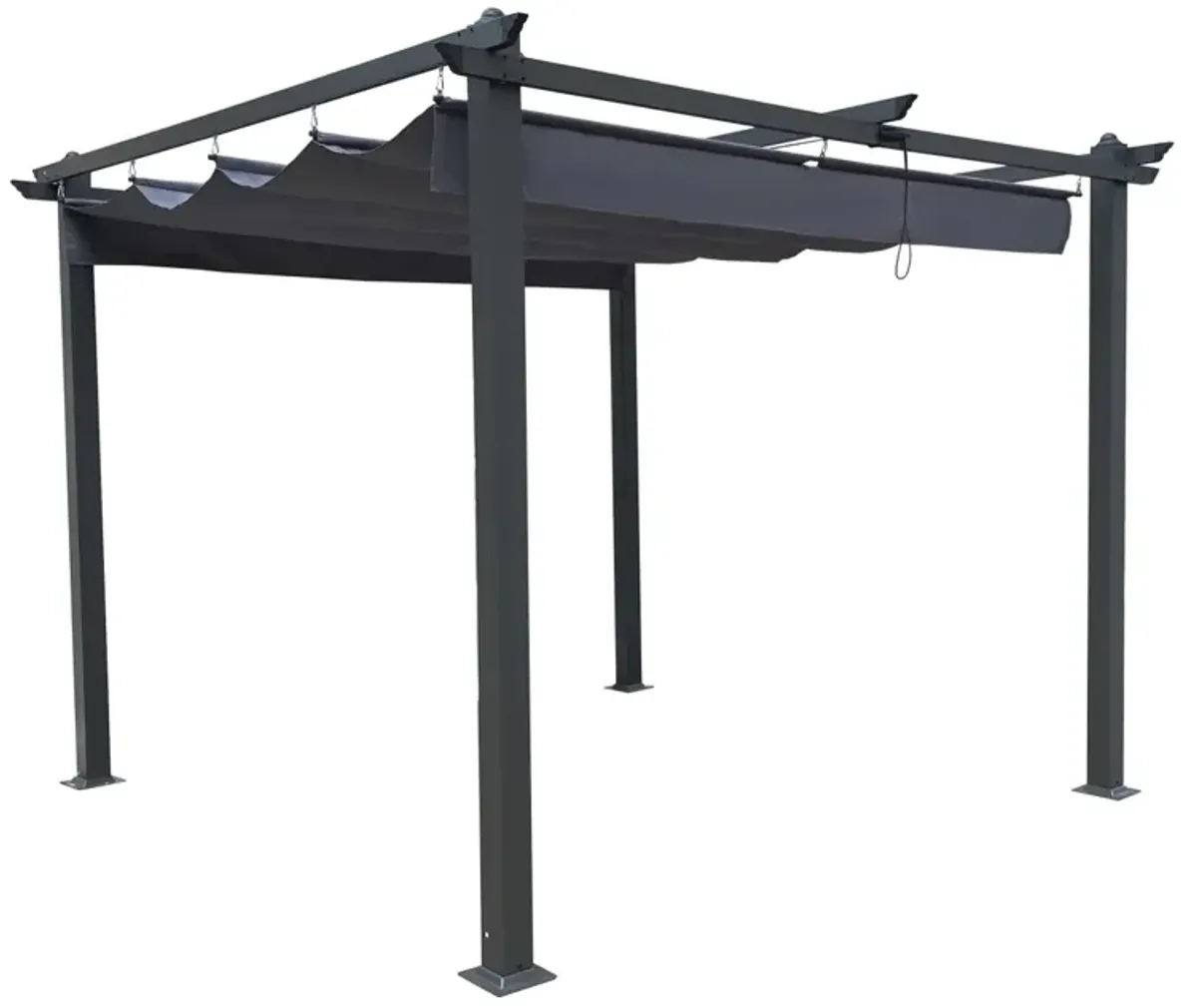 10x10 FT Outdoor Patio Retractable Pergola With Canopy For Gardens, Terrace