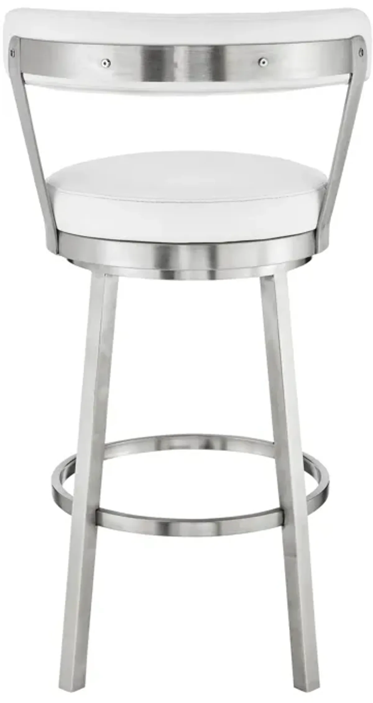 Bryant  Counter Height Swivel Bar Stool in Brushed Stainless Steel Finish and Gray Faux Leather