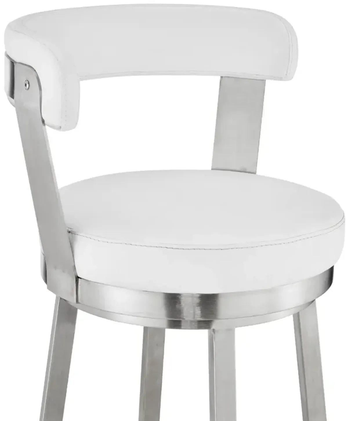 Bryant  Counter Height Swivel Bar Stool in Brushed Stainless Steel Finish and Gray Faux Leather