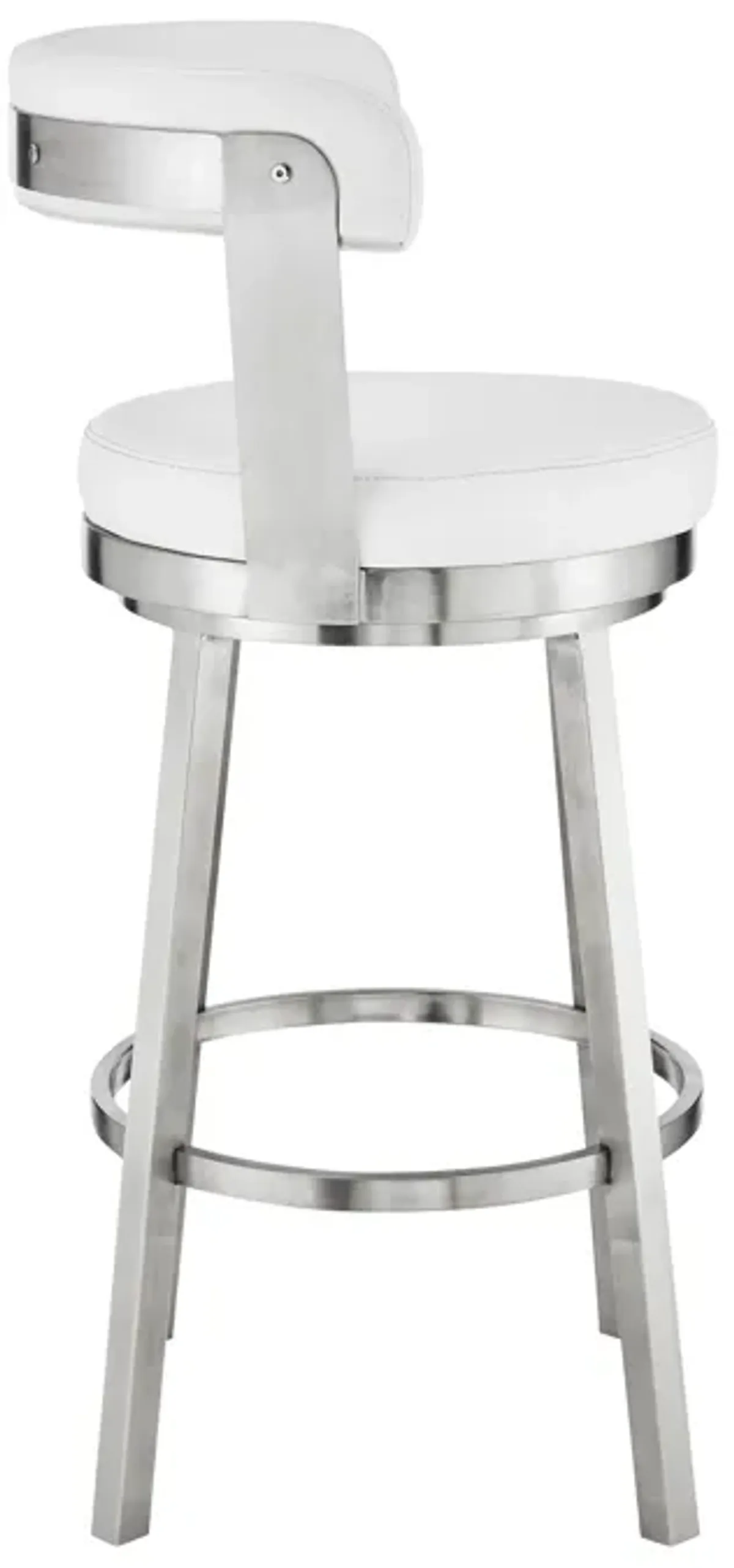 Bryant  Counter Height Swivel Bar Stool in Brushed Stainless Steel Finish and Gray Faux Leather