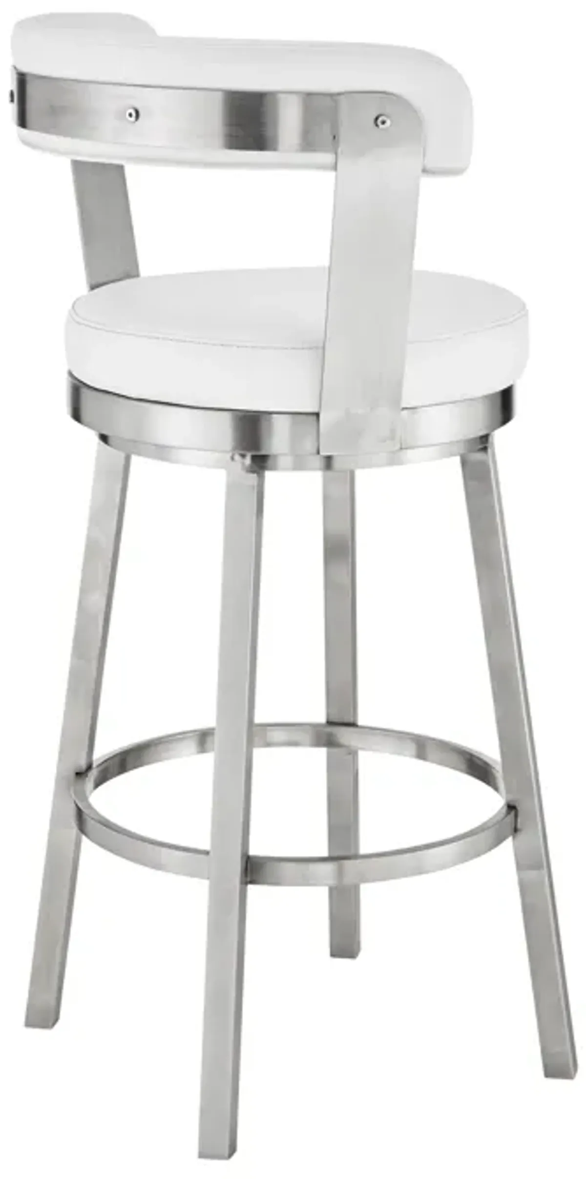 Bryant  Counter Height Swivel Bar Stool in Brushed Stainless Steel Finish and Gray Faux Leather