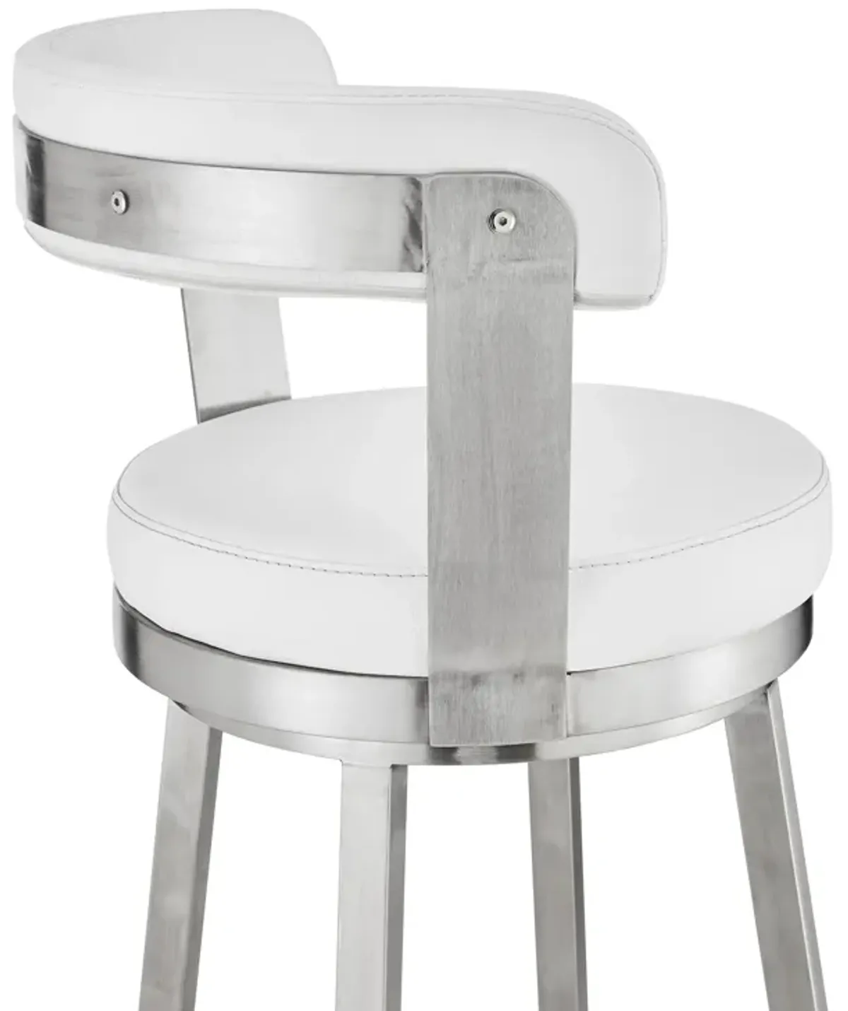 Bryant  Counter Height Swivel Bar Stool in Brushed Stainless Steel Finish and Gray Faux Leather