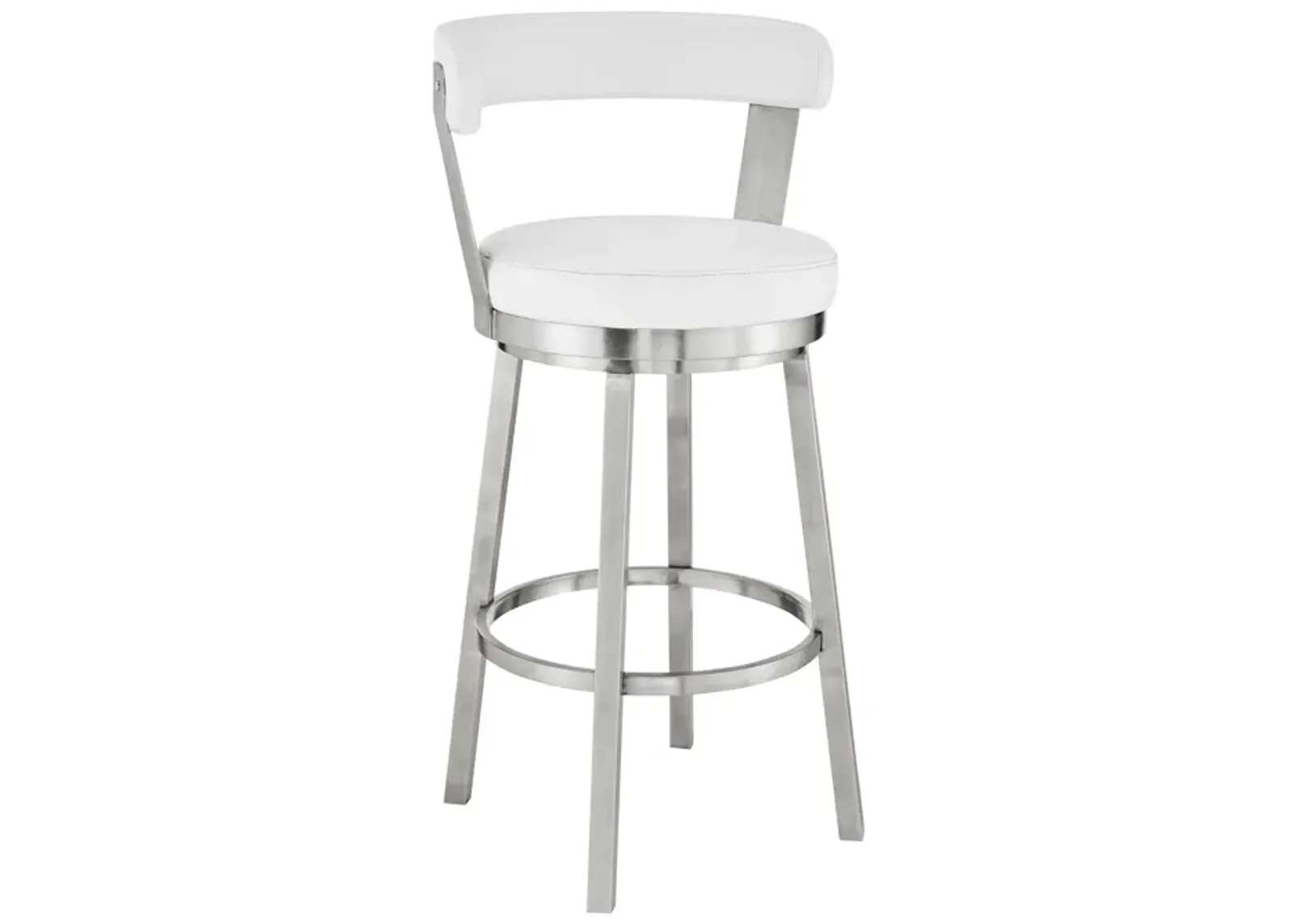 Bryant  Counter Height Swivel Bar Stool in Brushed Stainless Steel Finish and Gray Faux Leather