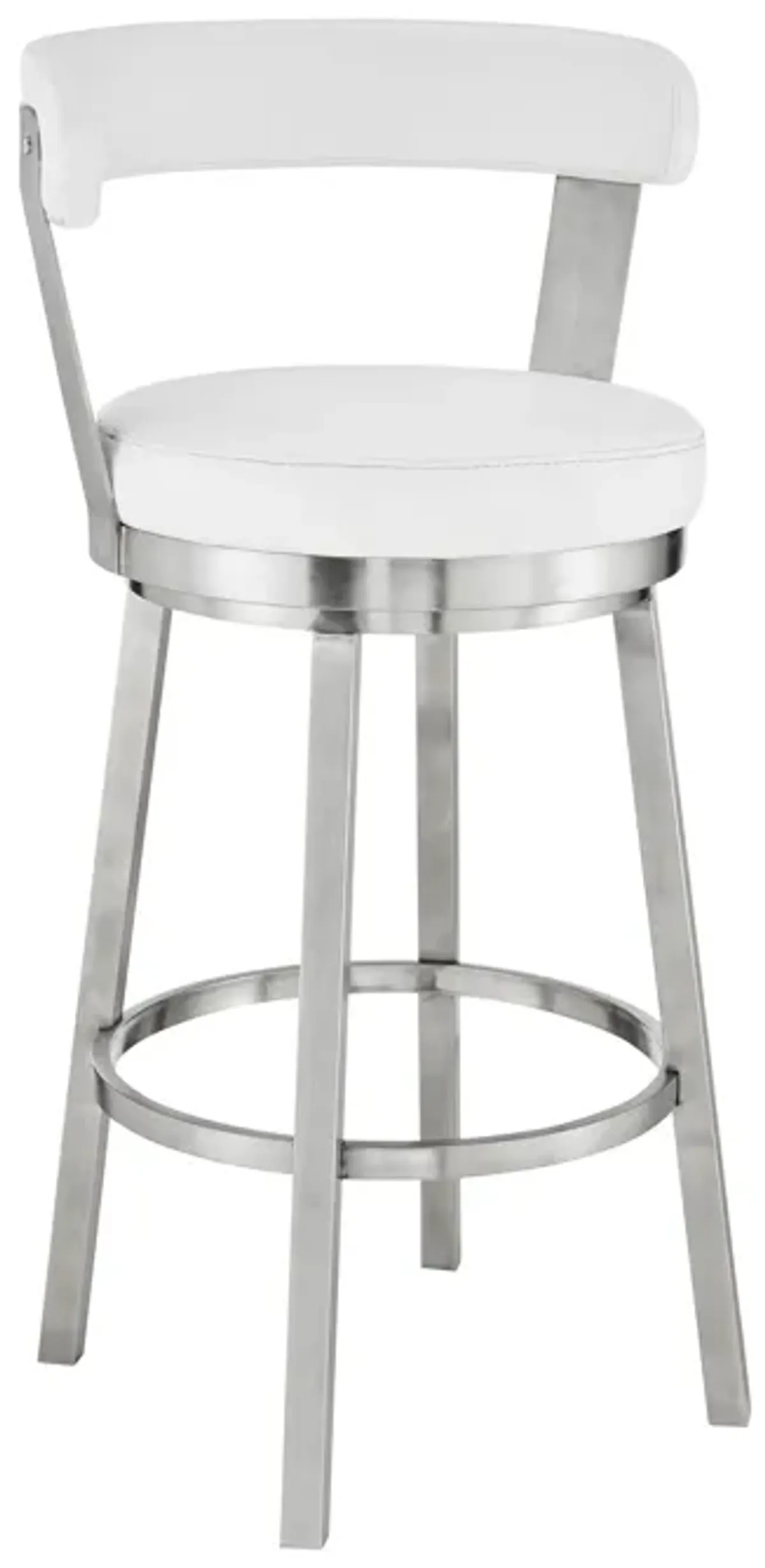 Bryant  Counter Height Swivel Bar Stool in Brushed Stainless Steel Finish and Gray Faux Leather