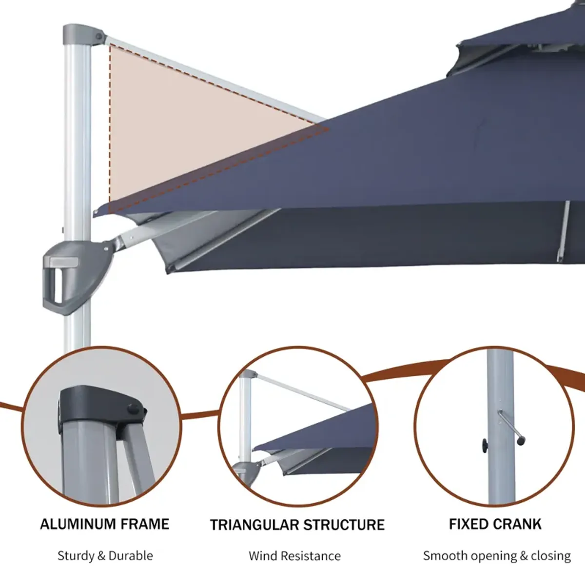 MONDAWE 10ft 2-Tier Square Cantilever Outdoor Patio Umbrella with Included Cover