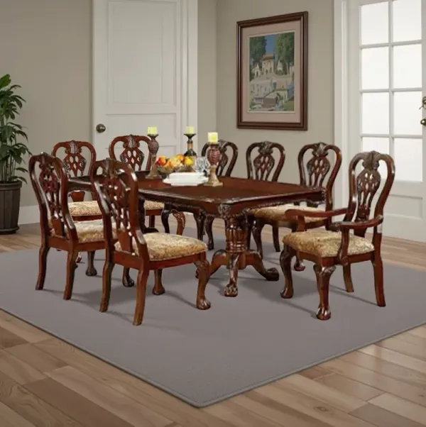 Mina 9pc Dining Table and Chair Set, 72-90 Inch Extendable Top, Brown - Benzara