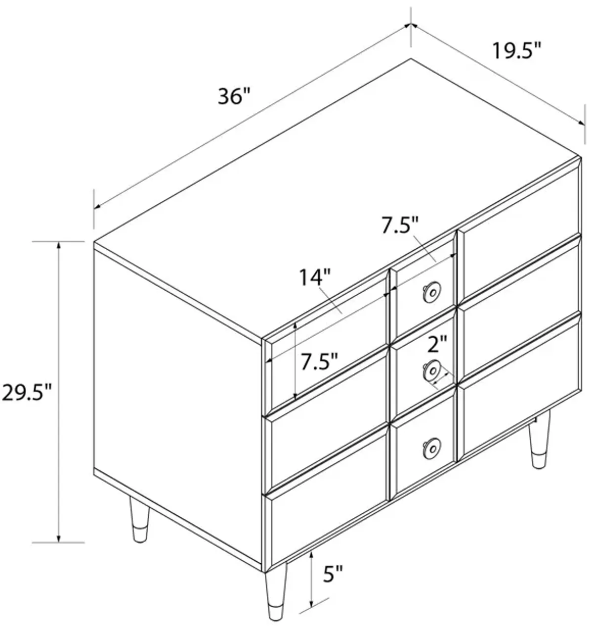 Aviary 3-Drawer Dresser with Gold Hardware, White