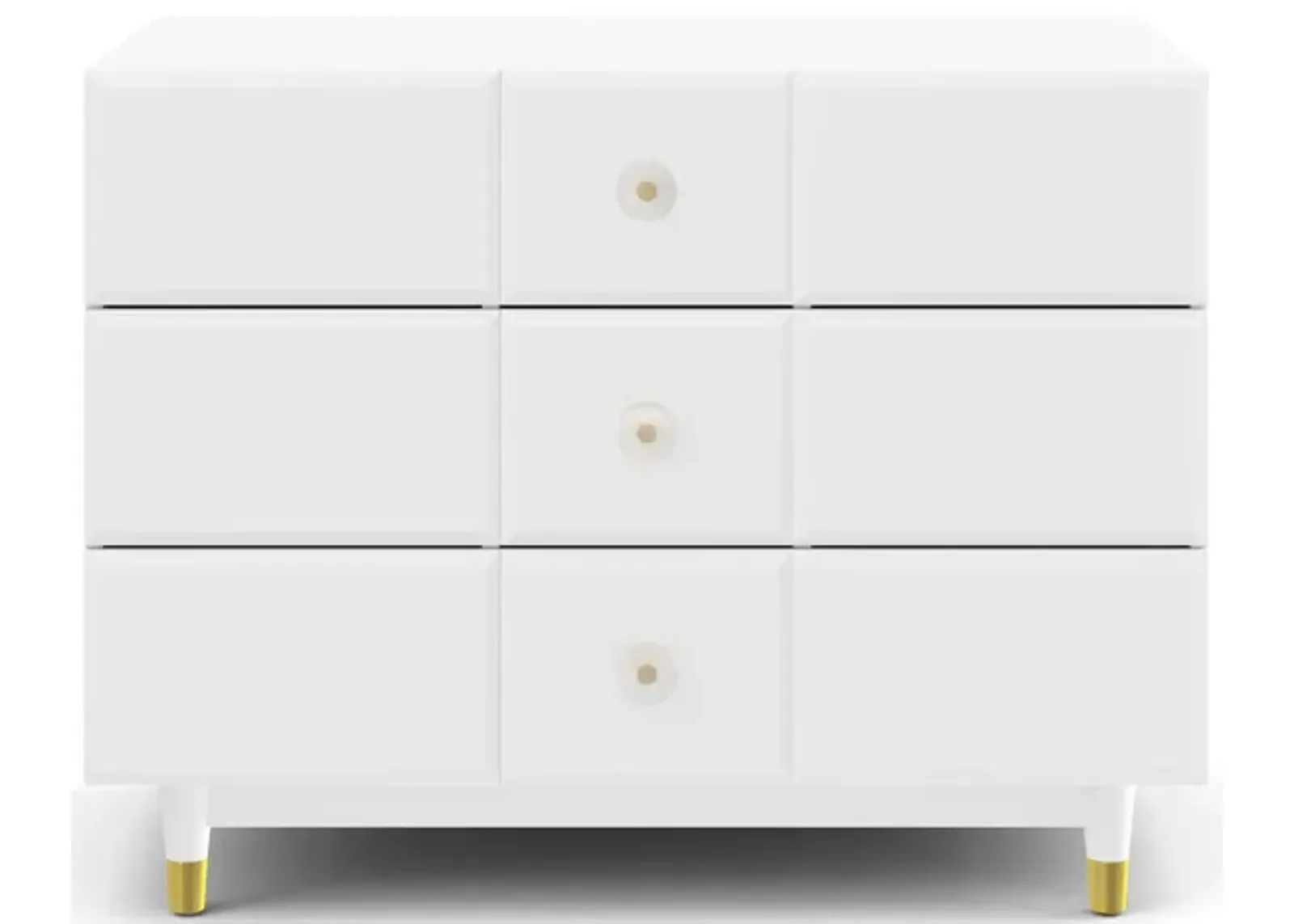 Aviary 3-Drawer Dresser with Gold Hardware, White