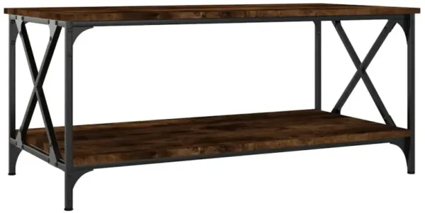 Coffee Table Smoked Oak 39.4"x19.7"x17.7" Engineered Wood and Iron