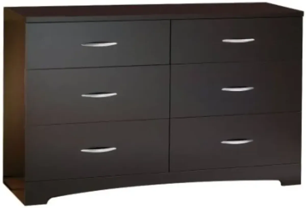 Hivvago Modern 6-Drawer Bedroom Dresser in Chocolate Wood Finish