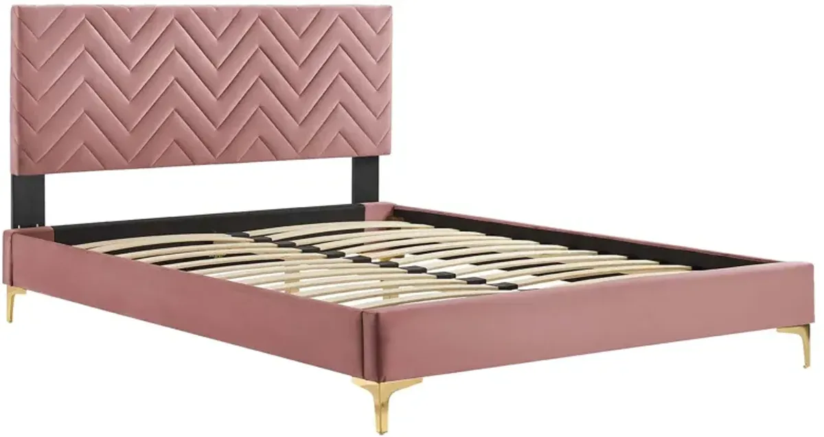 Modway - Leah Chevron Tufted Performance Velvet King Platform Bed