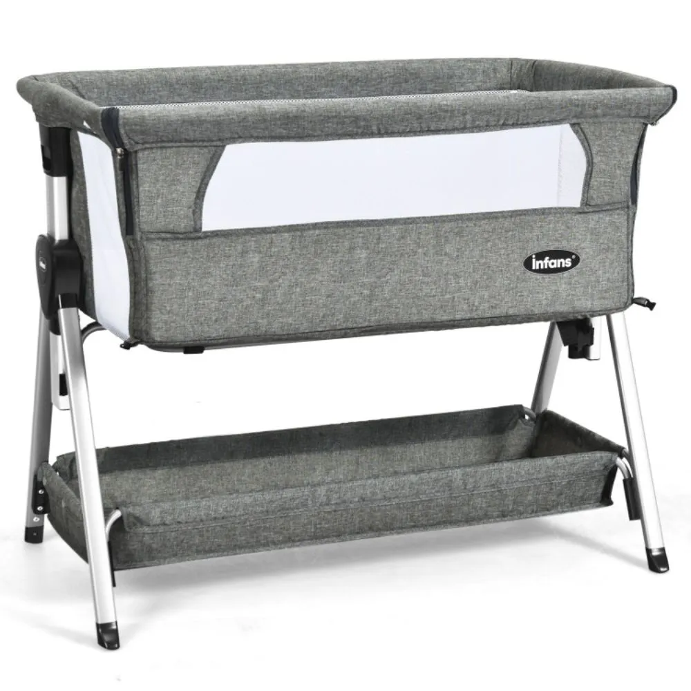 Hivago Adjustable Baby Bedside Crib with Large Storage