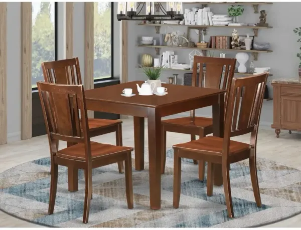 5 PC Kitchen Tables and chair set with a Dining Table and 4 Dining Chairs in Mahogany