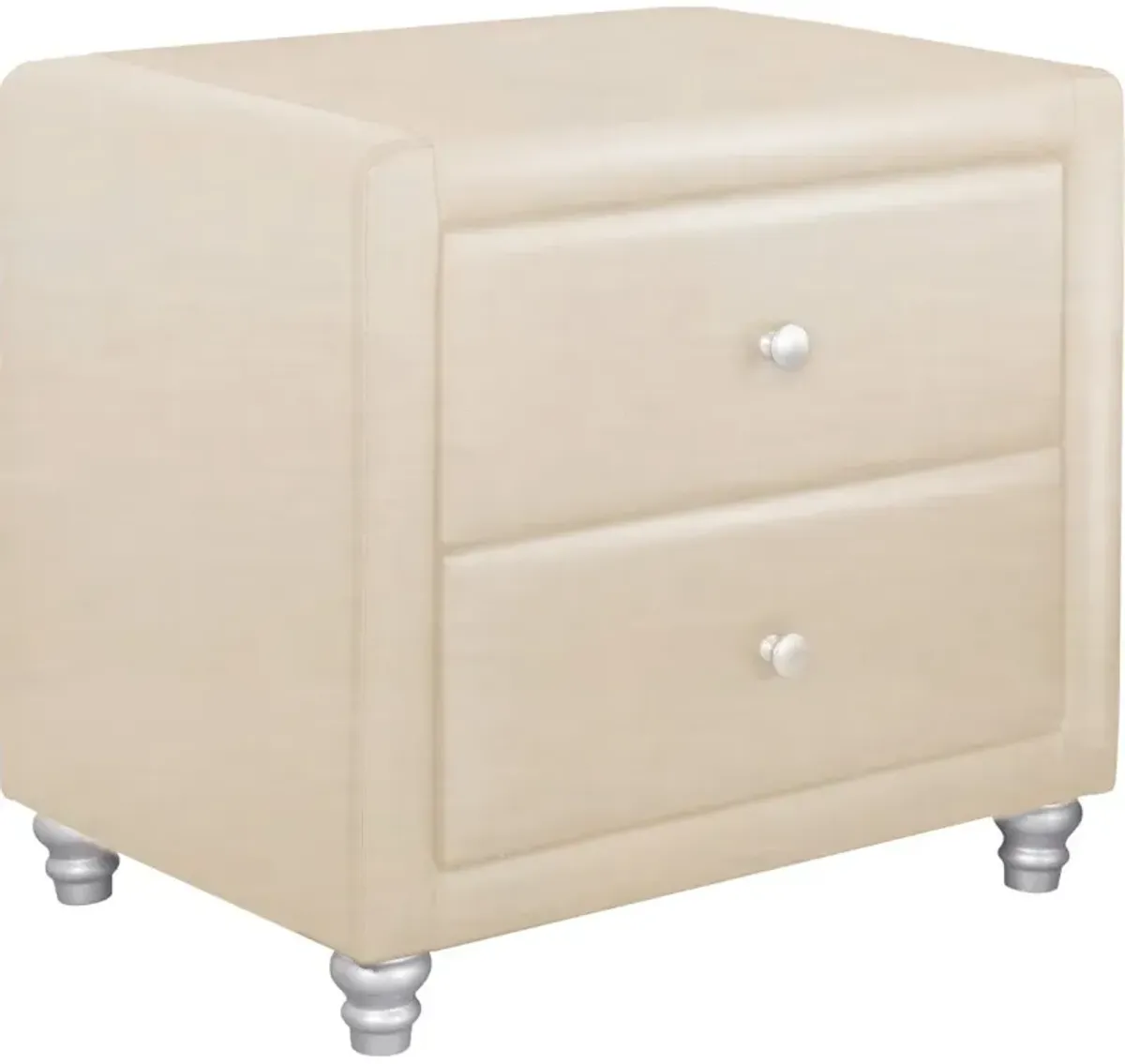 Hivvago Beige Upholstered 2 Drawer Nightstand