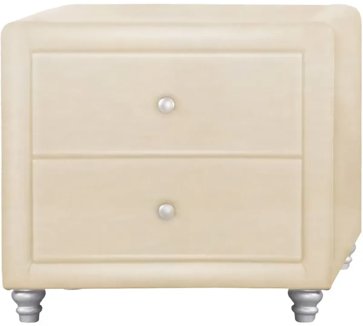 Hivvago Beige Upholstered 2 Drawer Nightstand