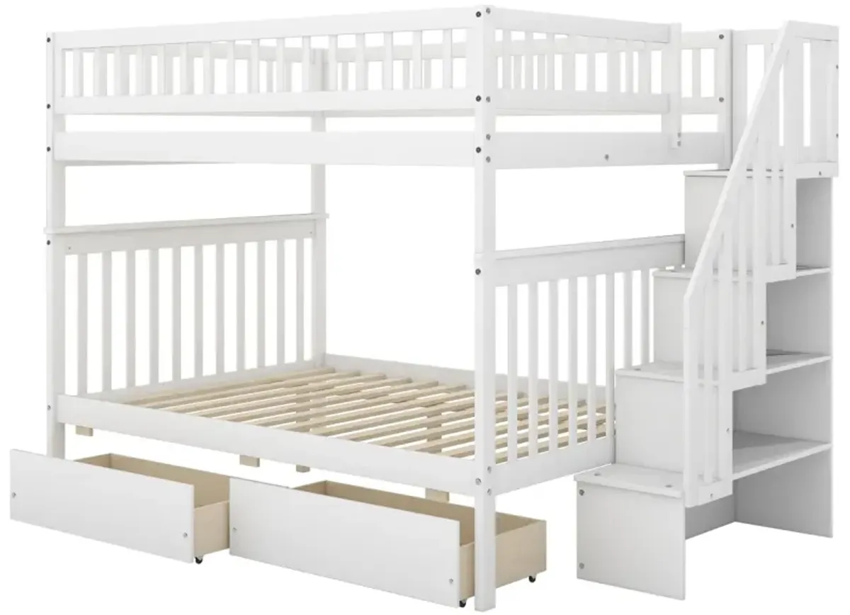 Full Over Full Bunk Bed With Two Drawers And Storage