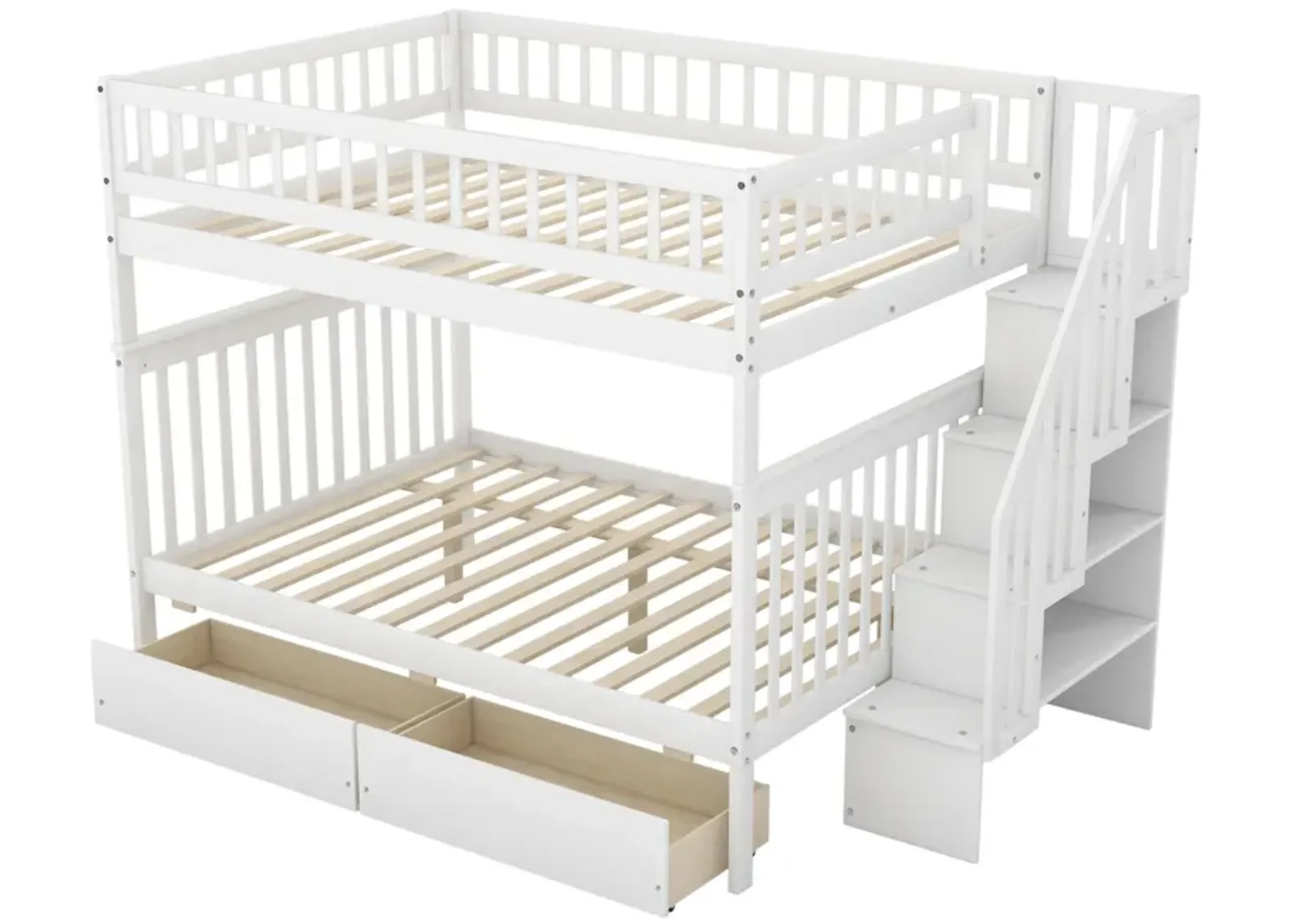 Full Over Full Bunk Bed With Two Drawers And Storage