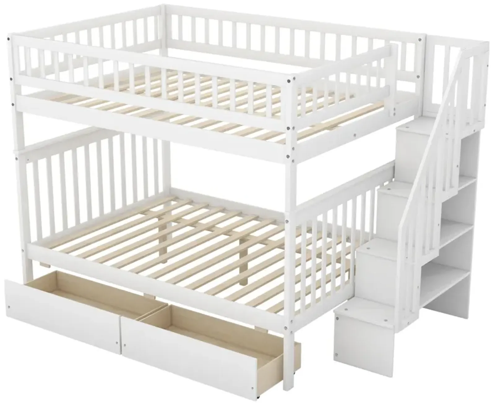 Full Over Full Bunk Bed With Two Drawers And Storage