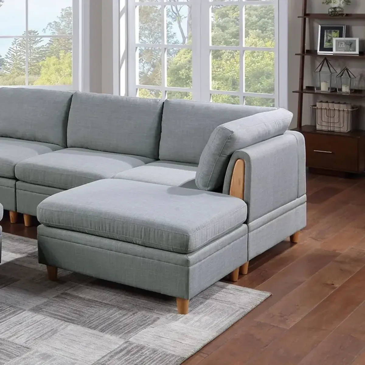 Living Room Furniture 8pc Sectional Sofa Set Fabric Couch