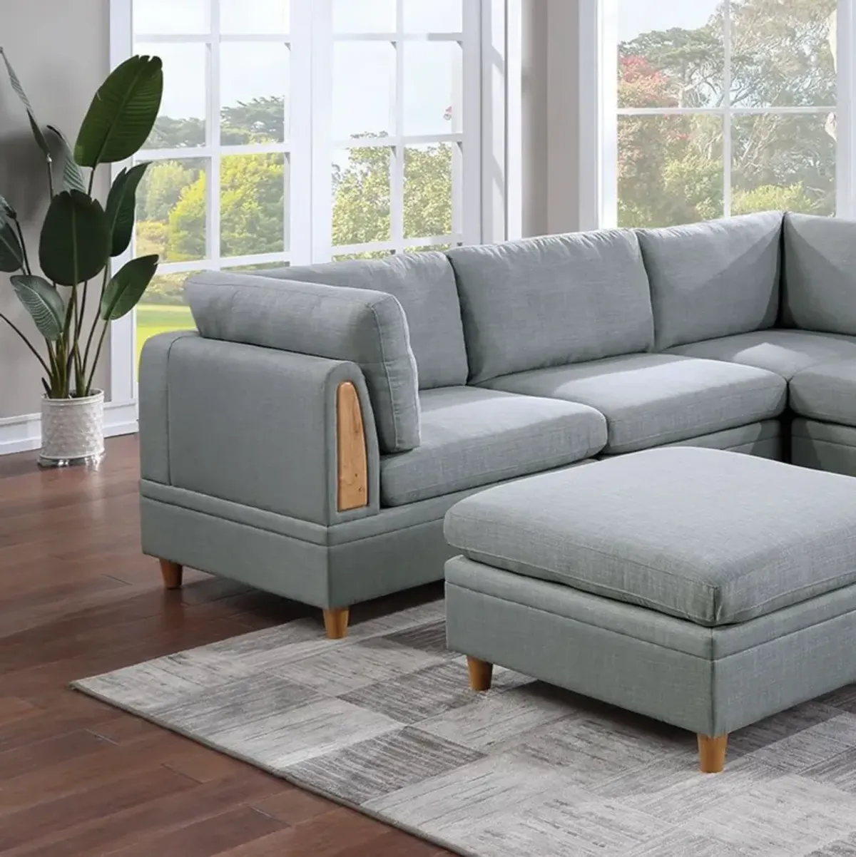 Living Room Furniture 8pc Sectional Sofa Set Fabric Couch