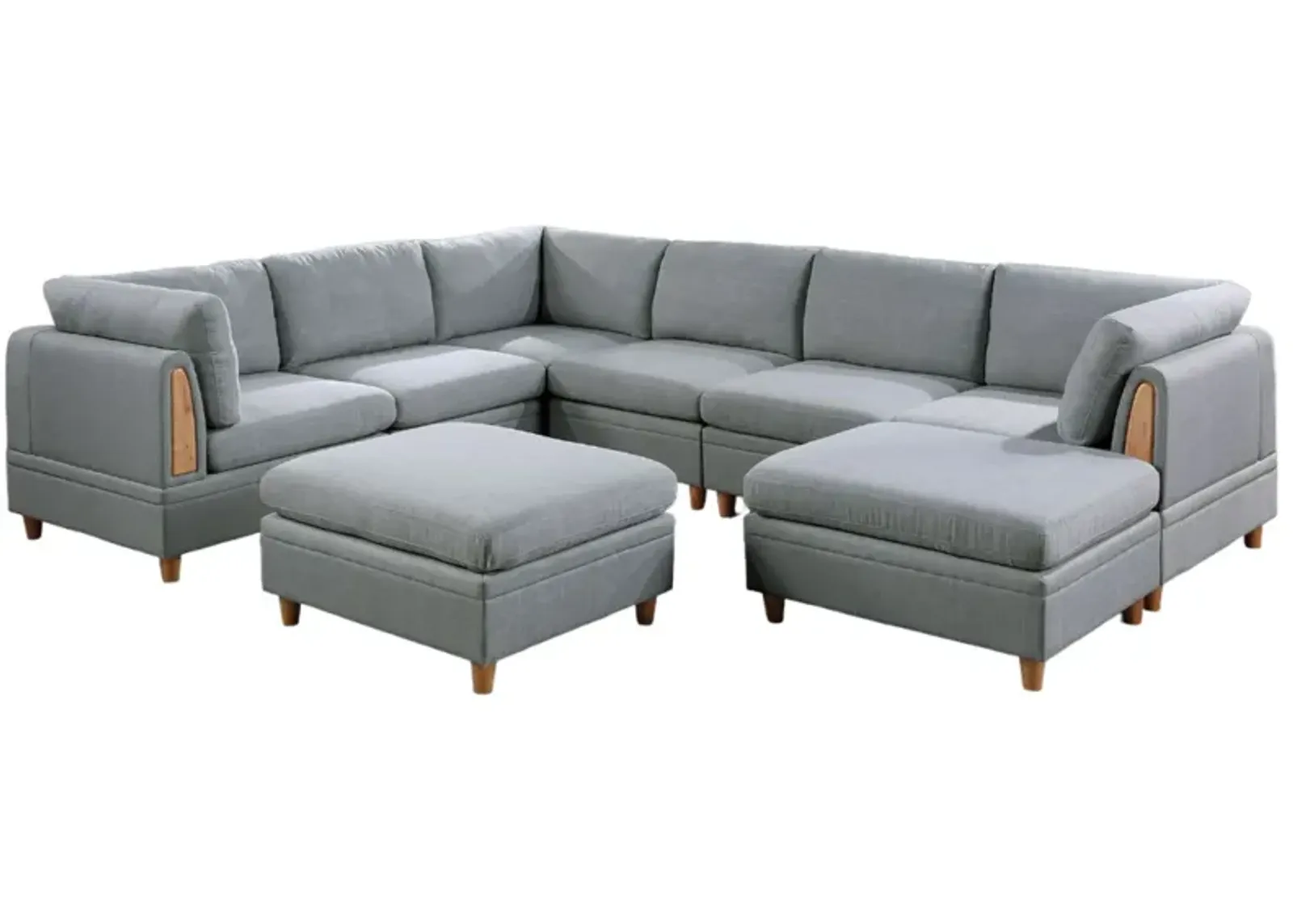 Living Room Furniture 8pc Sectional Sofa Set Fabric Couch