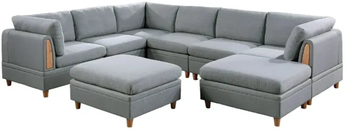 Living Room Furniture 8pc Sectional Sofa Set Fabric Couch