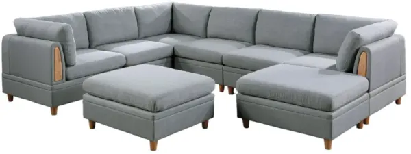 Living Room Furniture 8pc Sectional Sofa Set Fabric Couch