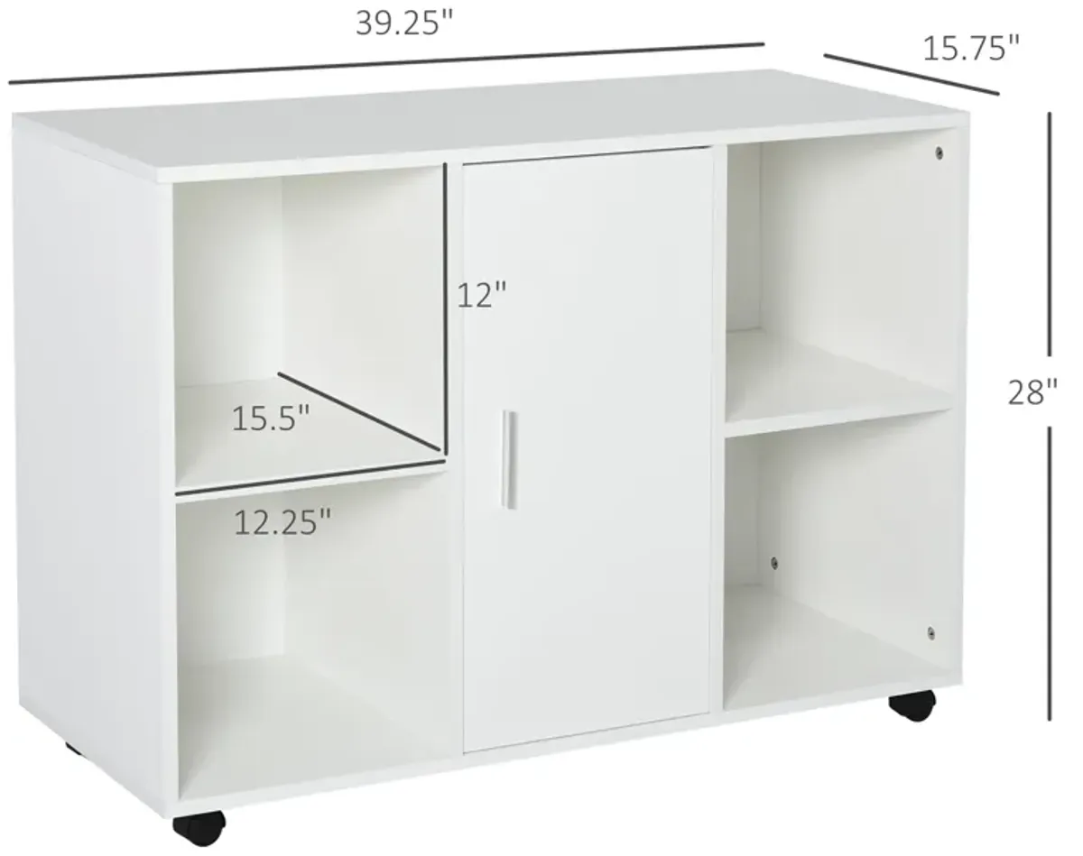 White Office Assistant: Multipurpose File Cabinet/Printer Stand