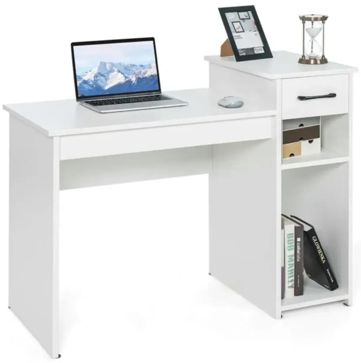 Hivvago Compact Computer Desk with Drawer and CPU Stand