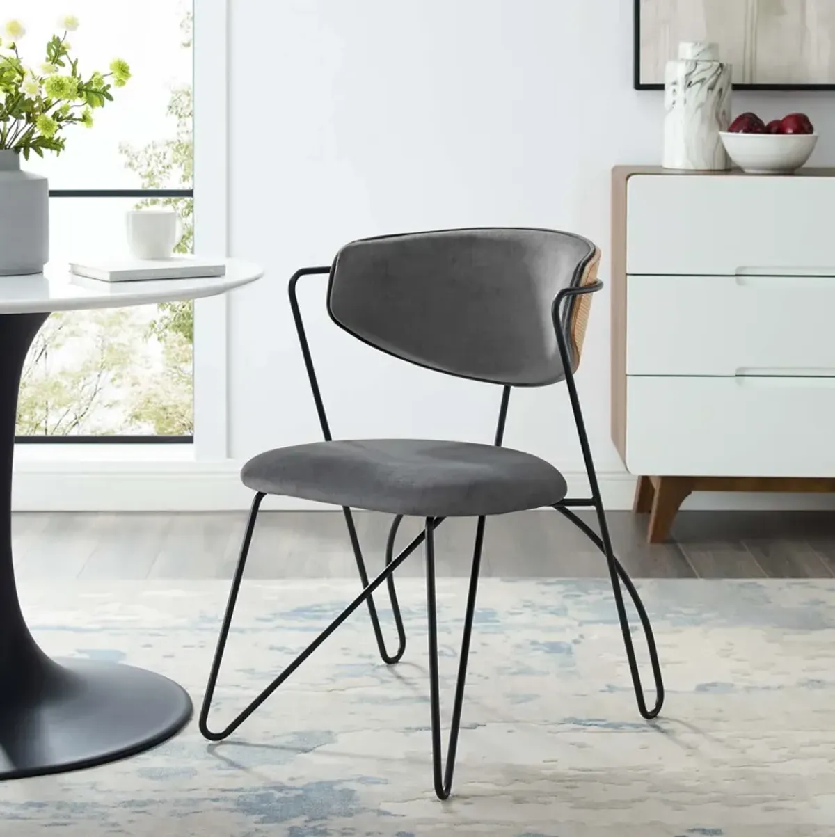 Prevail Black Frame Dining and Accent Performance Velvet Chair