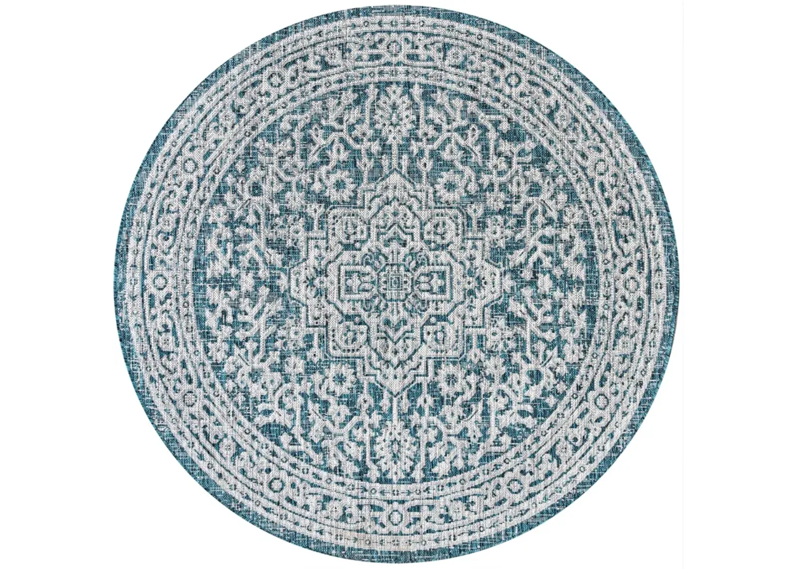 Sinjuri Medallion Textured Weave Indoor/Outdoor Area Rug