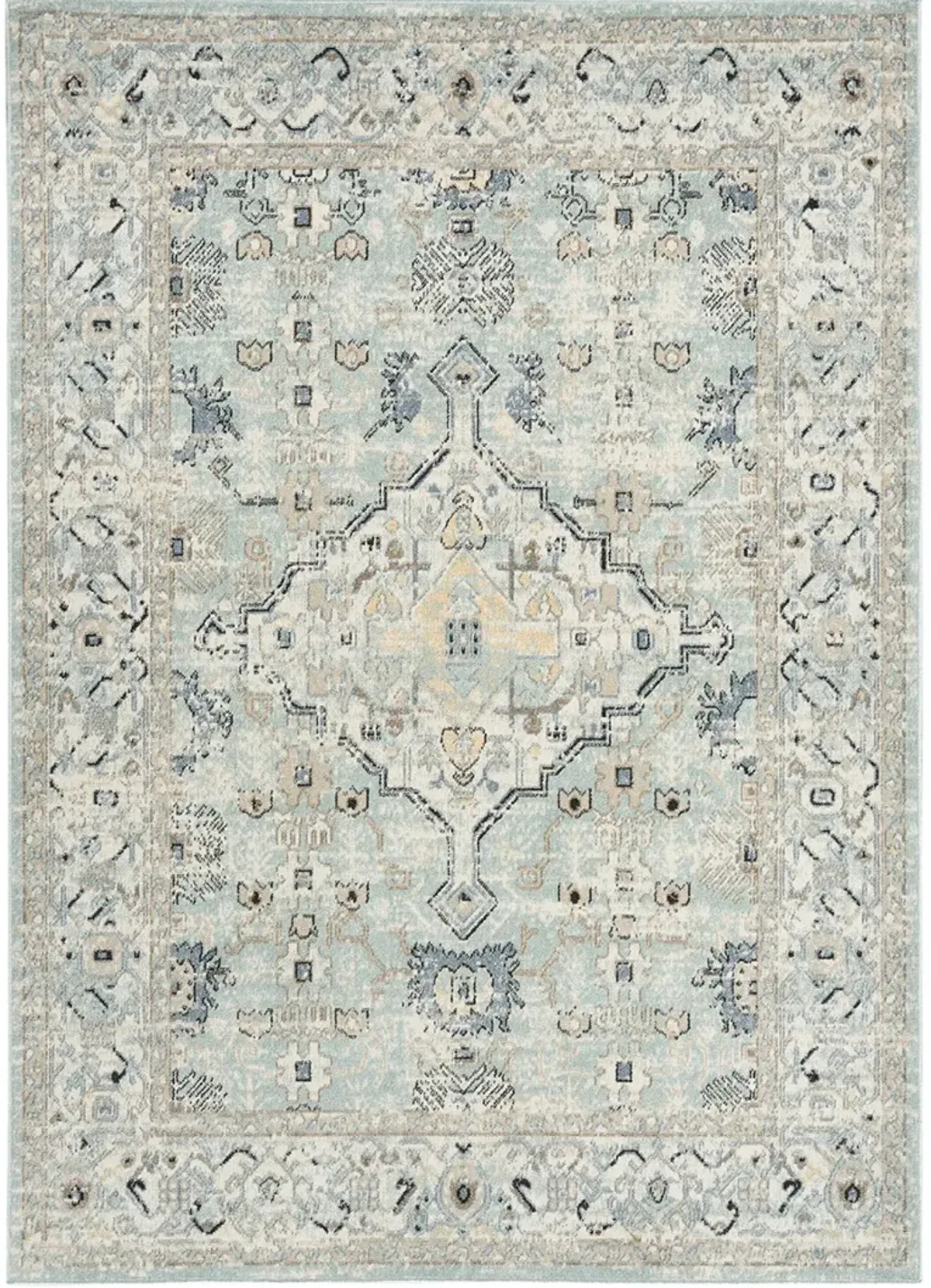 Washable Decor WSD12 Blue/Taupe 5'3" x 7' Rug