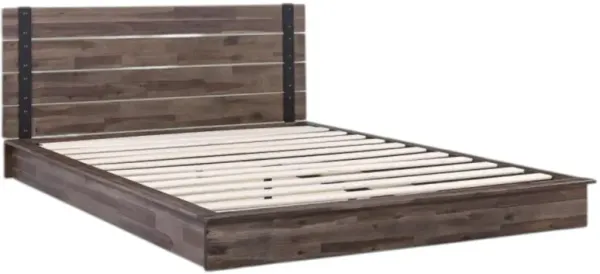 Hivvago Full size Farmhouse Wood Industrial Low Profile Platform Bed Frame
