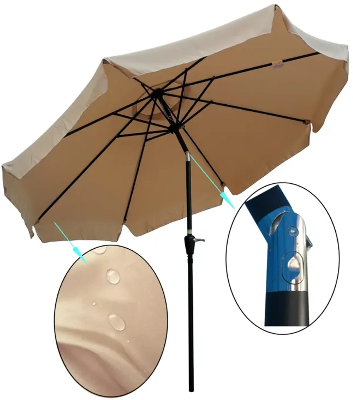 10 FT Patio Umbrella Market Round Umbrella Outdoor Garden Umbrellas