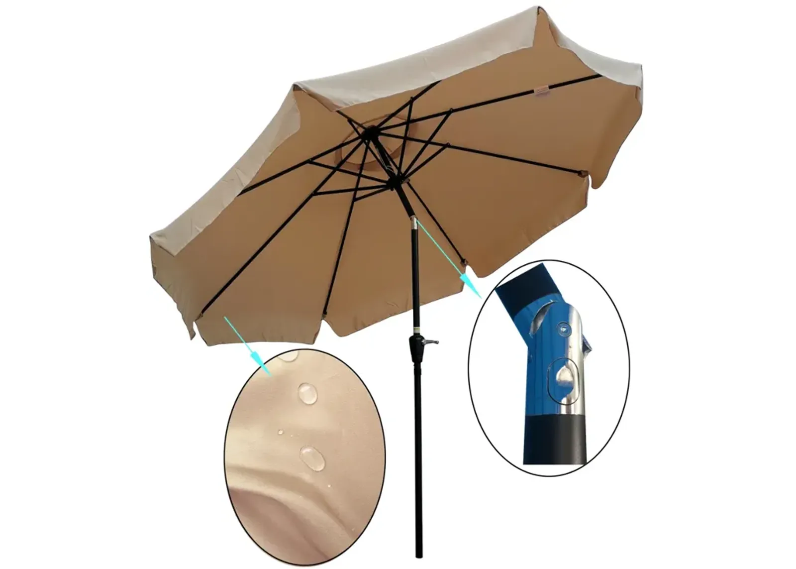 10 FT Patio Umbrella Market Round Umbrella Outdoor Garden Umbrellas