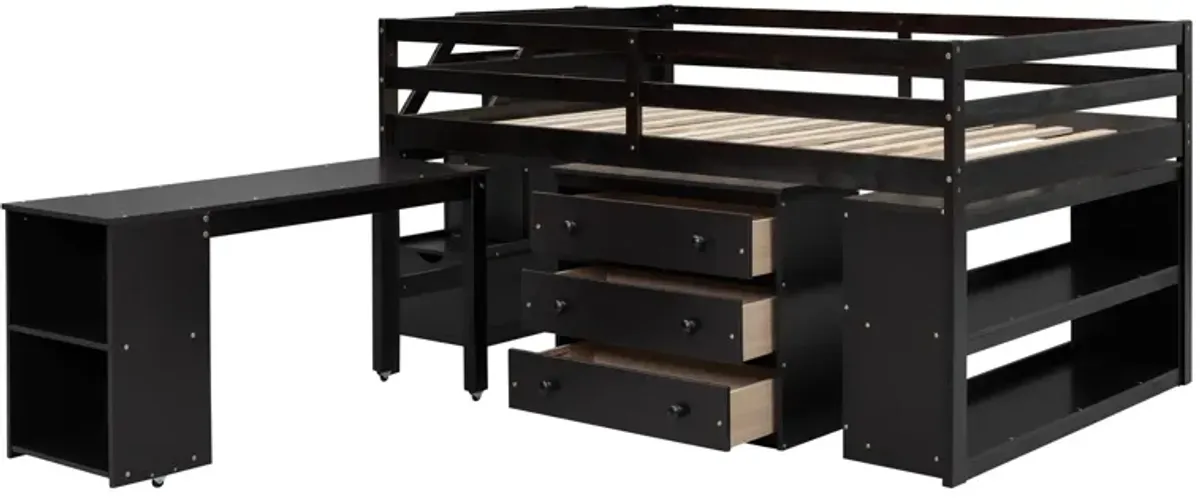 Merax Loft Bed with Writing Desk and 3 Drawers