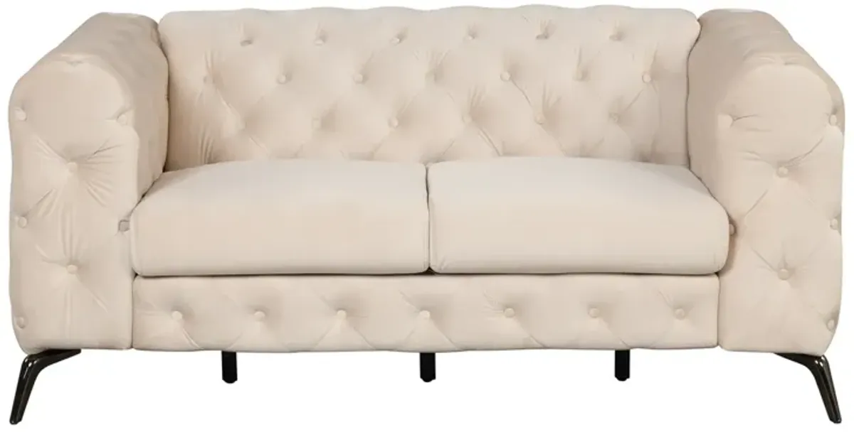 63" Velvet Upholstered Loveseat Sofa, Modern Loveseat Sofa With Button Tufted Back, 2-Person