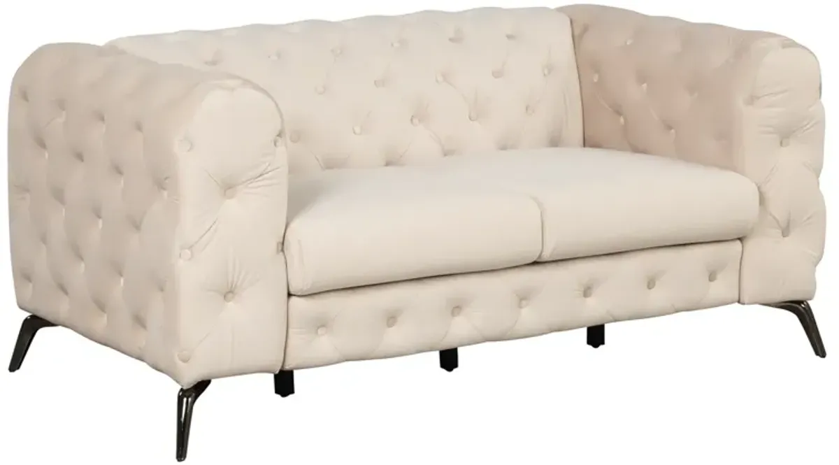 63" Velvet Upholstered Loveseat Sofa, Modern Loveseat Sofa With Button Tufted Back, 2-Person