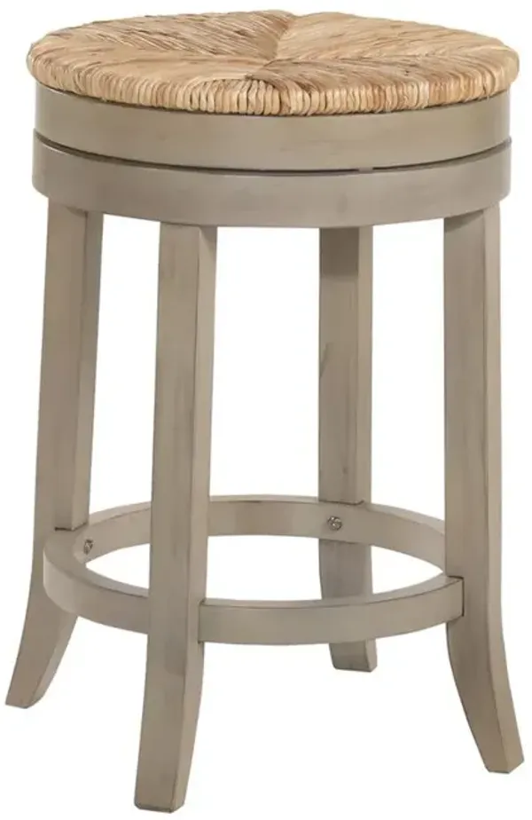 HomeRoots 24 Natural And Gray Solid Wood Swivel Backless Counter Height Bar Chair