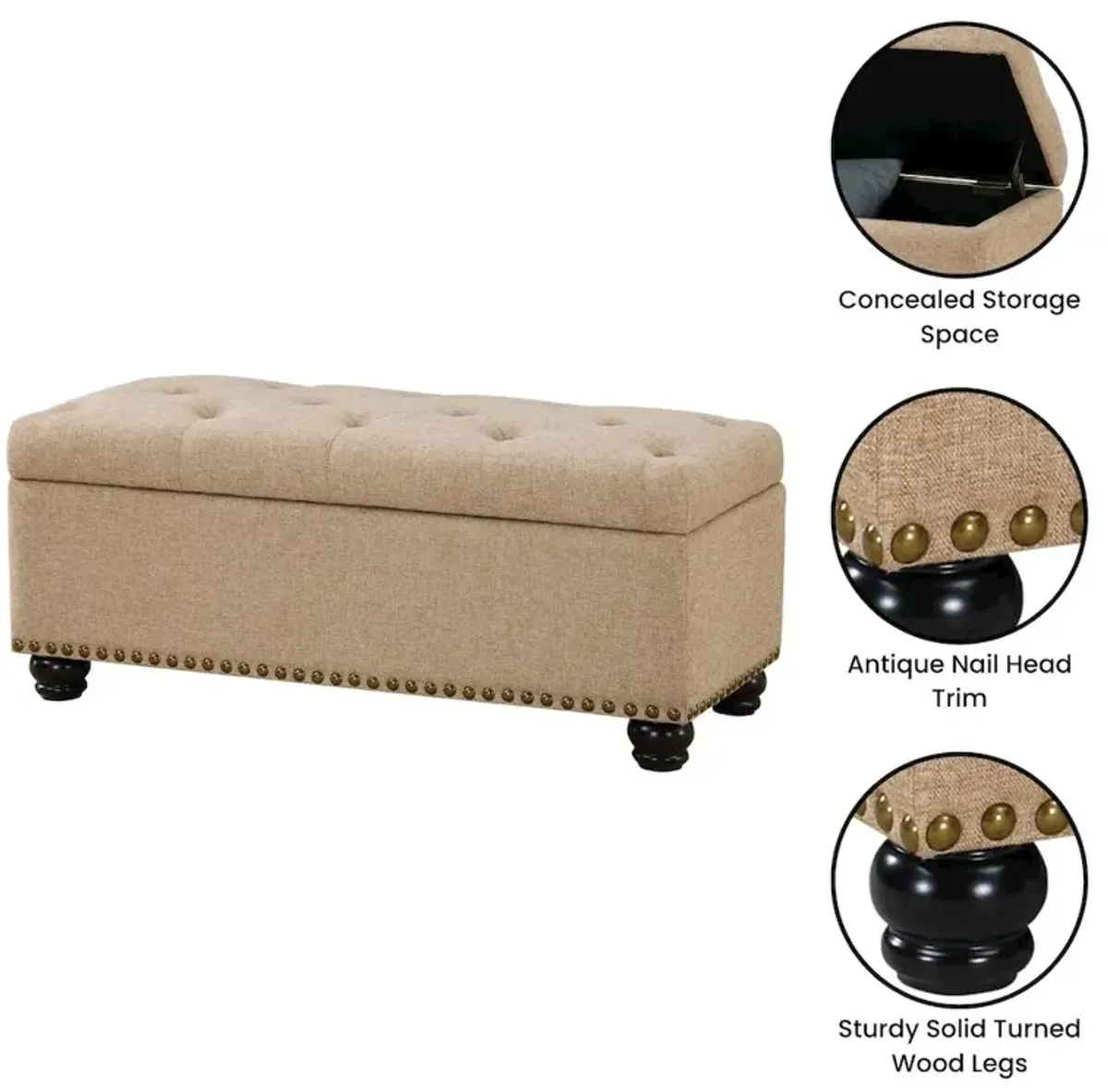 Convenience Concepts Designs4Comfort 9th Avenue Storage Ottoman Bench