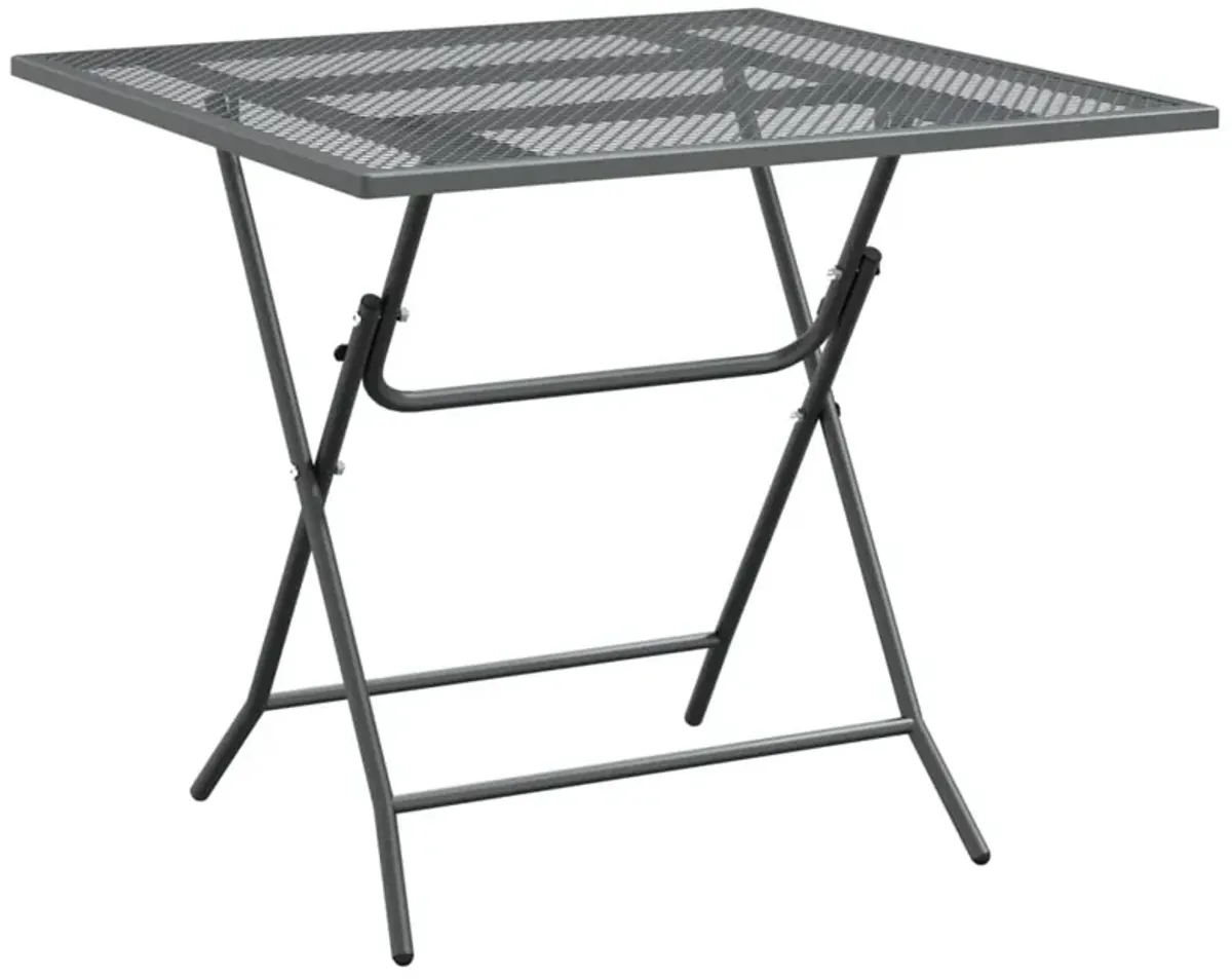 Yoko 3pc Outdoor Breakfast Table and Chairs Set, Foldable, Dark Gray - Benzara
