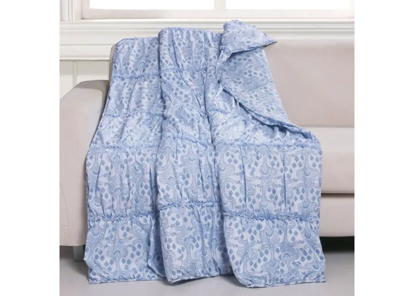 Greenland Home Fashion Helena Ruffle Whimsical Perfect Accessory Throw Blanket - Blue 50x60"