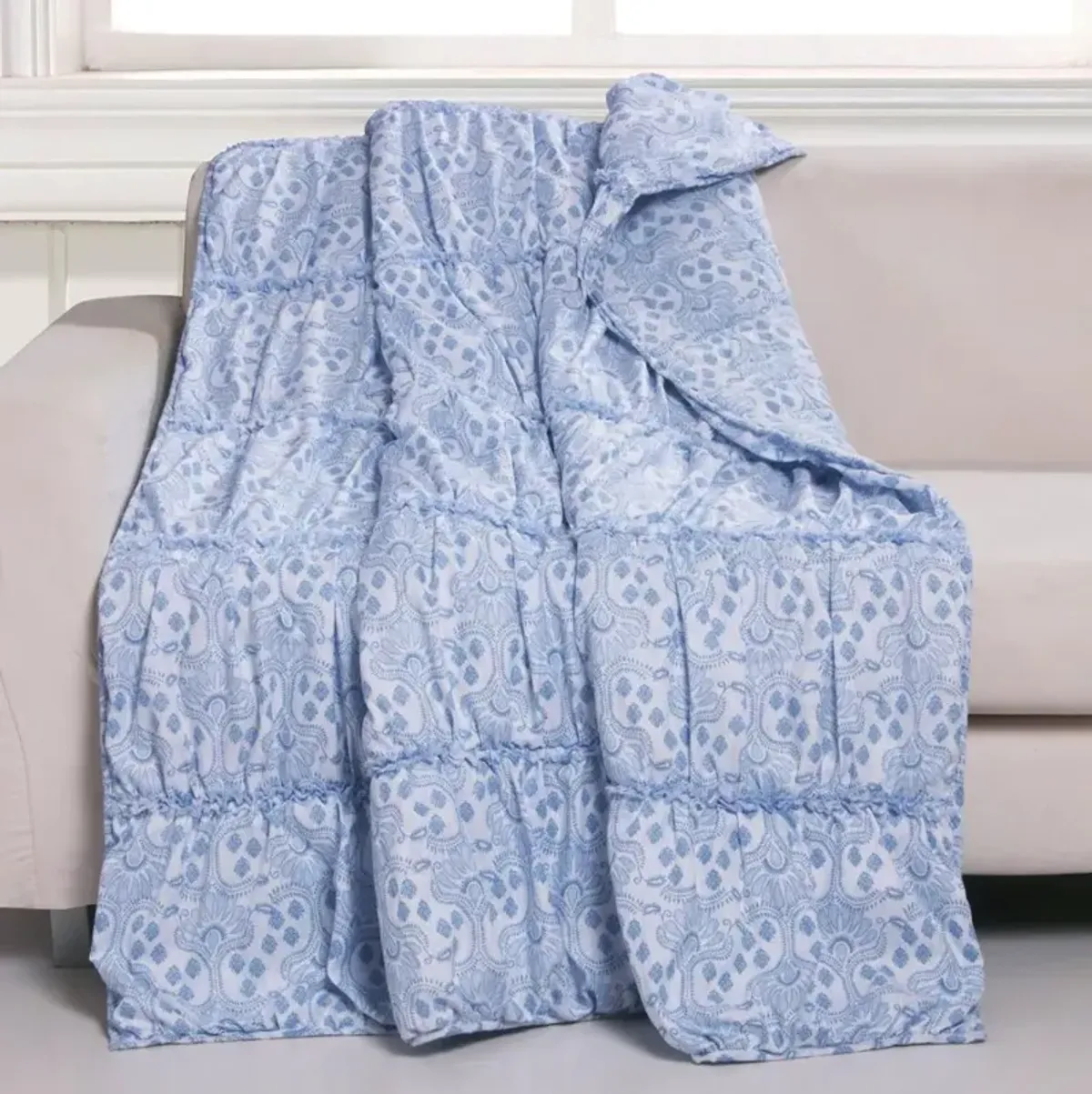 Greenland Home Fashion Helena Ruffle Whimsical Perfect Accessory Throw Blanket - Blue 50x60"