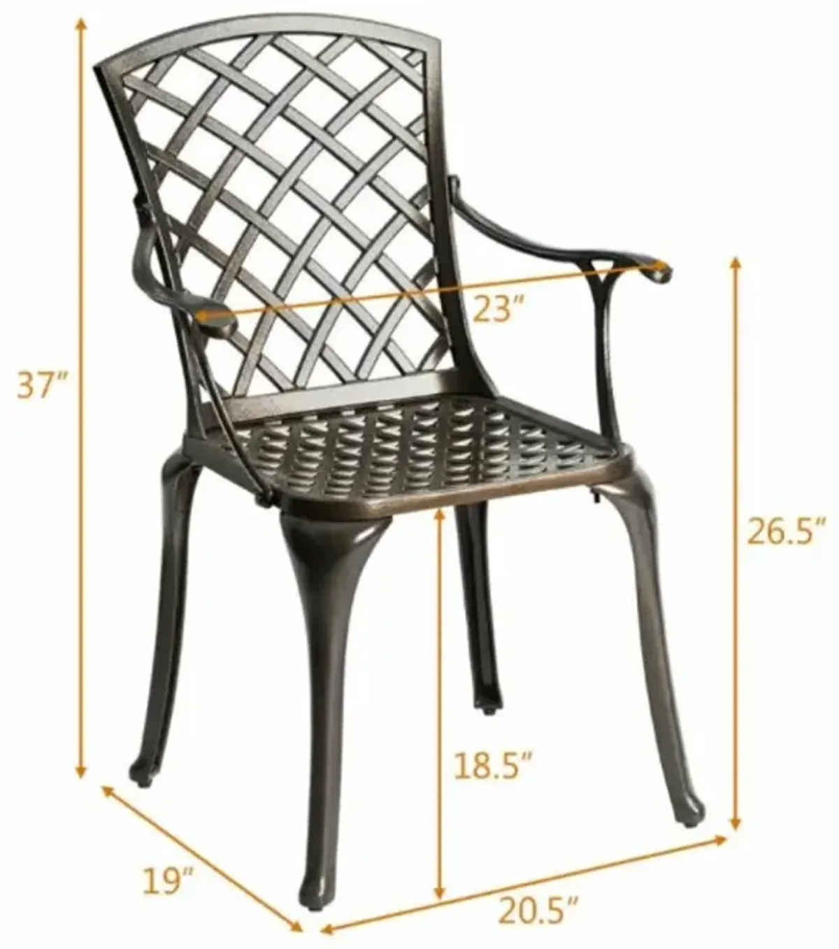 Hivvago Outdoor Aluminum Dining Set of 2 Patio Bistro Chairs