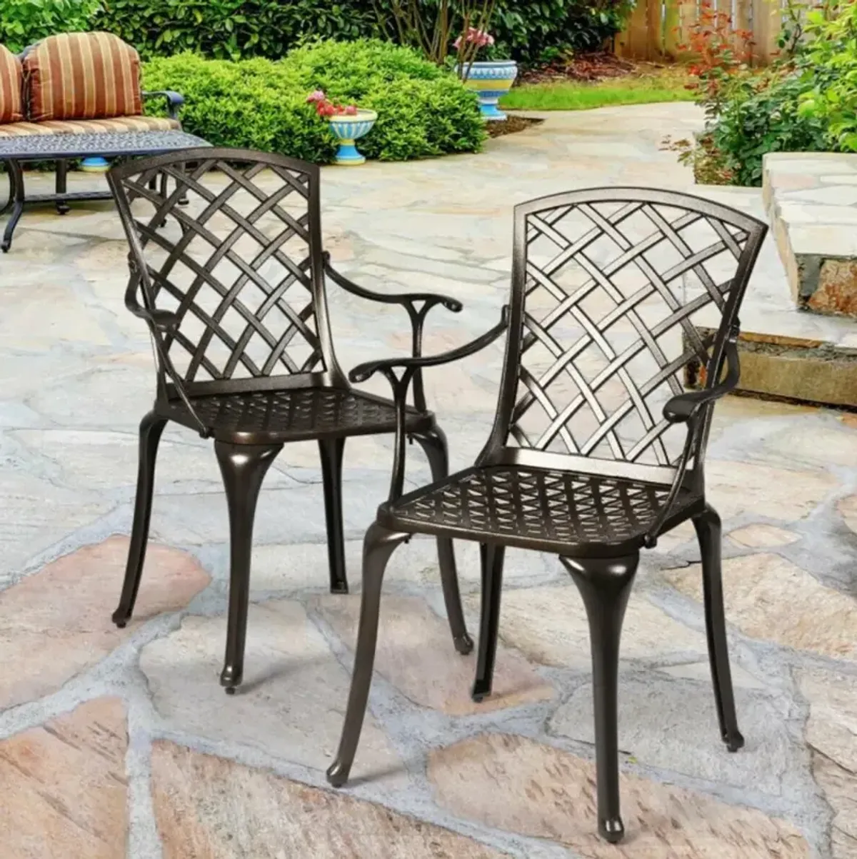 Hivvago Outdoor Aluminum Dining Set of 2 Patio Bistro Chairs