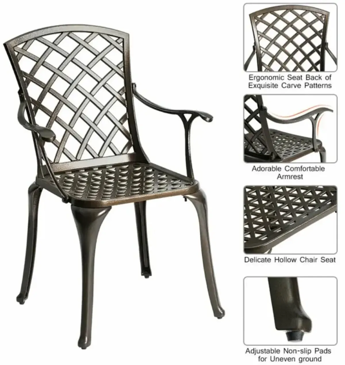 Hivvago Outdoor Aluminum Dining Set of 2 Patio Bistro Chairs