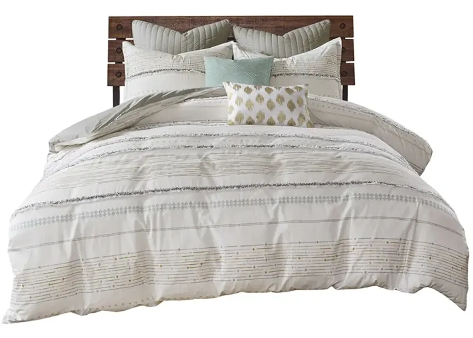 Gracie Mills Hogan Boho Cotton Printed Comforter Set with Trims